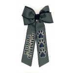 Mobile Christian (Flannel Gray) / Navy Pico Stitch Bow w/ Tails - 5 Inch